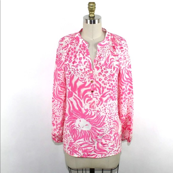 Lilly Pulitzer Pink Light Long Sleeve Blouse S - Picture 1 of 7